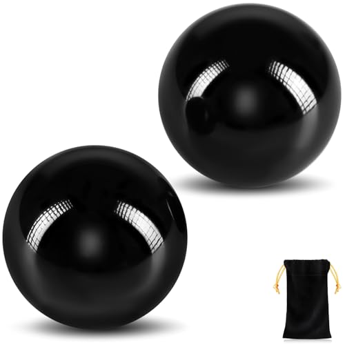 Learay 2 Pcs Black Obsidian Baoding Balls, Chinese...