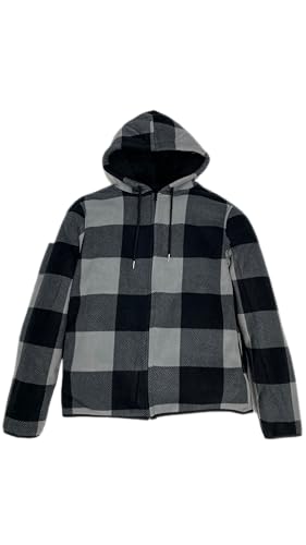 Image of Men's Thicken Sherpa Lined Checkered Flannel Hoodie Shirt Jacket