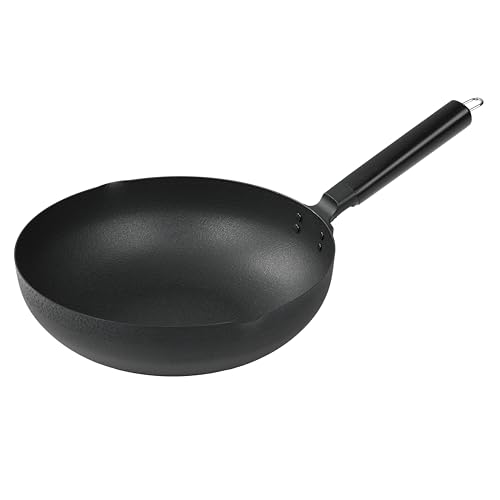 Wok de hierro con mango de madera natural 28 cm miniatura 1