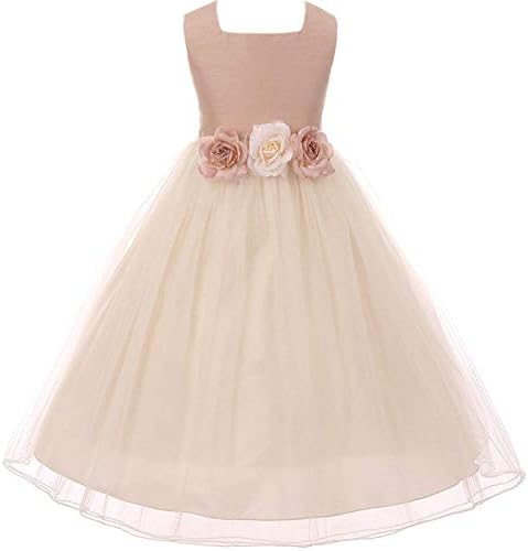 Big Girls Poly Dupioni Silk Flower Girl Dress 8 Dusty Rose #428 Size 16X