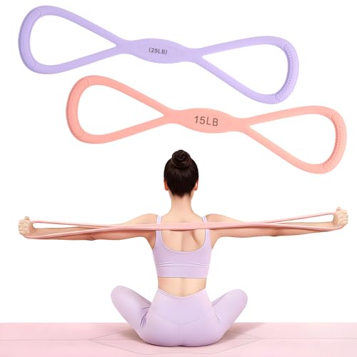 PAPAcroscoma Widerstandsbänder: 8-förmiges Yoga-Zugseil für Stretch-Fitness, elastisches Seil für Arm- und Schulterübungen, Klimmzugbänder für Frauen und Männer