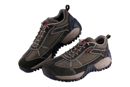 Image of Karam FS252OL Safety Shoes for Men | FALKON Olive Green Safety Shoes | Slip Resistant | Fibre Toe Cap Safety Shoes for Industries | Lightweight | Stylish Industrial Shoes for Men | FS252OL(FWDAMZ) |