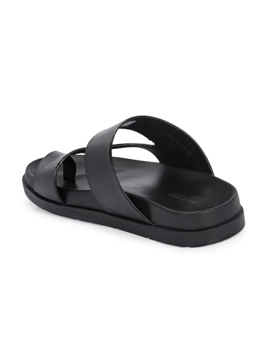 Image of San Frissco Men's Sandals with Open Toe Strap Supersoft Slip On Chappal /Perfect Fit for Summer and Rainy Season Easy to Walk Slipper /Stylish Lightweight Casual Trendy Floaters - 10 (Black)