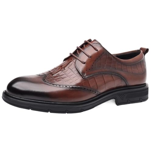 Formal Men Office Shoes Men's Leather Platform Lace Up Dress Shoes Men's Classic Embossed Brogue