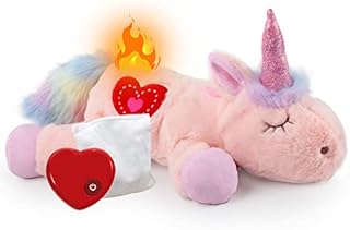 ALL FOR PAWS Puppy Behavioral Aid Heartbeat Comfort Unicorn Toy, Dog Crate Snuggle Anxiety Relief Sleep Aid Plush Toys with Warmer Bags (Heart Beat Warm Unicorn)