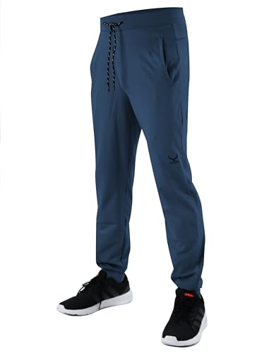 SCREENSHOT-P4040 Mens Premium Athletic Comfort Pants - Maximum Fitness Fashion Urban Lifestyle Activewear Bottoms-Deep Blue-Small