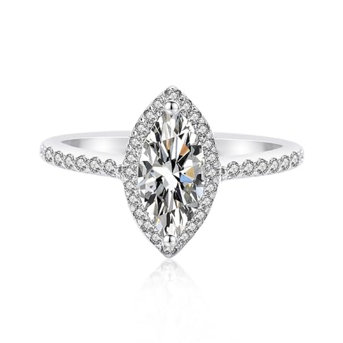 S925 Sterling Silver 1 Carat Marquise Diamond Engagement Ring | Micropavé Setting, D-Color VVS1 | Sophisticated Wedding Accessory for Women