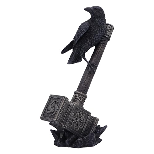 Nemesis Now Hammer of the Gods Figurine 23cm, Resin, Raven on Thor's Hammer Sculpture, Thor's Hammer Figurine - Image 4