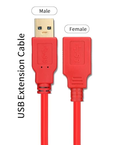 Image of NISHTECH USB Extension Cable 50 CM, USB 2.0 Type A Male to Female Extender Cord Adapter, Compatible with Printer, Keyboard, Mouse, Flash Drive, Hard Drive, Controller (Red)