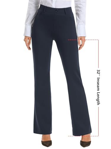 Image of Stelle Women 28 inch /30 inch / 32 inch Bootcut Dress Pants Business Casual Work Pants with Pockets Pull On Regular Slacks for Office