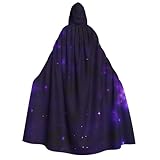 Galaxy Starry Space Purple Starry Print Wizard Robe For Halloween Cosplay Christmas Carnival Hooded Unisex Cloak Stylish