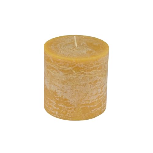 Homéa, Bougie Pilier D10 x H10 cm Rustique Coloris Jaune Moutarde