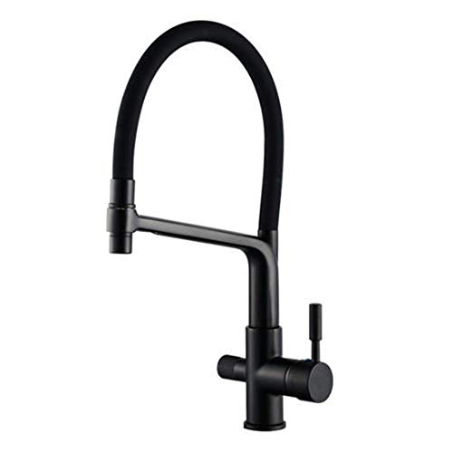 Robinet eau pure et froide rotatif à 360° avec filtre de chemin intégré noir pour cuisine