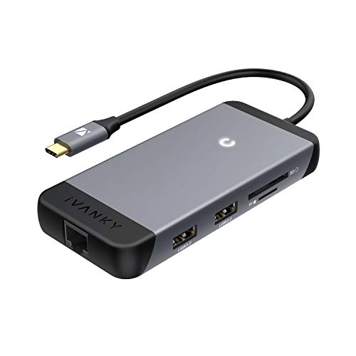 IVANKY Hub USB C, 7 en 1 Hub USB C Adaptateur Multiport, USB-C 3.1 PD 100W, 4K HDMI, RJ45, USB 3.0 X 2, SD/TF Lecteur de Carte, Compatible avec MacBook Pro/air, iPad Pro 2018, Google Pixel 3, HP, etc