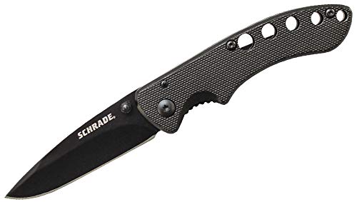 Schrade SCH107ALBK 6in High Carbon Stainless Steel Folding Knife with 2.5in Drop Point Blade and Aluminum Handle for Outdoor Survival, Camping and EDC