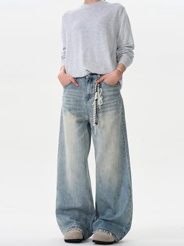 GUOYUXIAO Men's Jeans Washed Denim Jeans Loose Fit Trouser for Men3