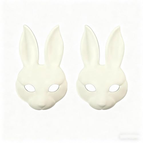 Yamoloz White DIY Bunny Mask for Costume Party or Festive Events 2 Pcs
