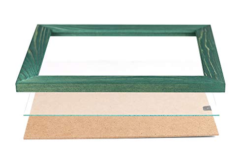 Image of Rustic Wooden Poster Picture Frame 18x24 - Natural Solid Eco Distressed Wood for Wall Mounting Photo Frame - Green