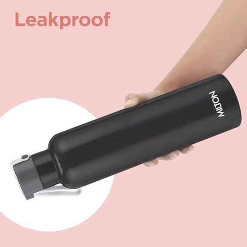 Image of Milton Felice 1000 Thermosteel Water Bottle 880 ml, 24 Hr Hot and Cold I Leak Proof Lid, ISI Certified I Vacuum Insulated I for Office, Gym, School I Black