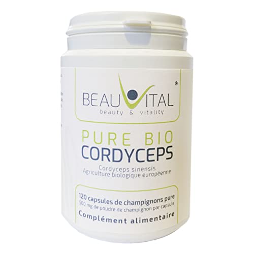 Pure Bio Cordyceps Gold | 10mg Cordycepin/g | 120 capsules de 500 mg Cordyceps sinensis chacune, issues de l'agriculture biologique de l'UE, végétalienne, sans additifs artificiels. Nouvelle formule Cover
