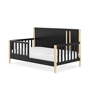 Evolur Dream On Me Soho Toddler Bed in Matte Black Vintage, JPMA & Greenguard Gold Certified, Crafted with Sustainable New Zealand Pinewood