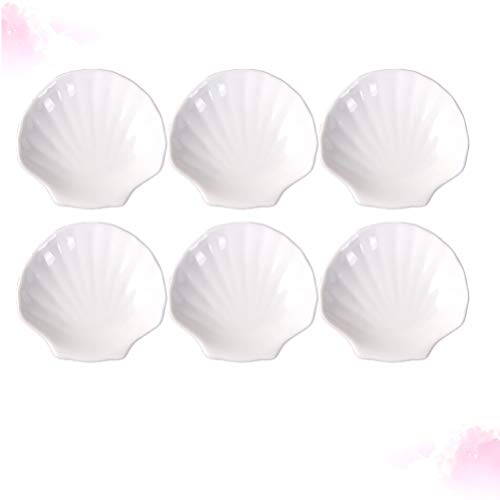 Hemoton 6Pcs Ceramic Sauce Dish Sea Shell Shaped Seasoning Dishes Sushi Dipping Bowl Appetizer Plates Ceramic Serving Individual Condiment For Home Kicthen 4Inch #TOP4