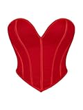 QIAIYALA Red Corset Tops for Women Sleeveless Sexy Strapless Crop Top Bustier Shapewear underbust Lingerie Bodyshaper Overbust L