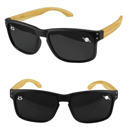 oculos sol infantil proteção uv preto madeira praia + case resistente casual social verão