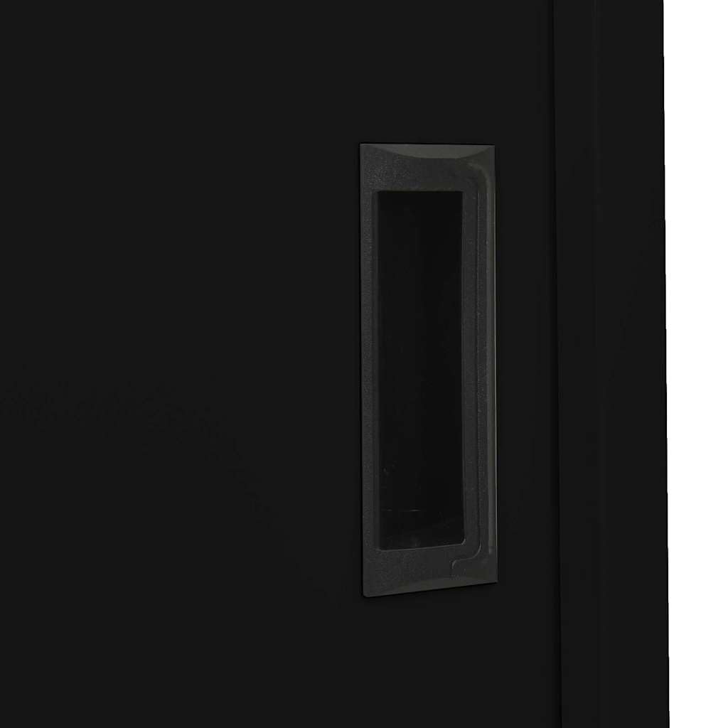 Armoire de bureau avec porte coulissante Noir 90x40x180cm Acier
