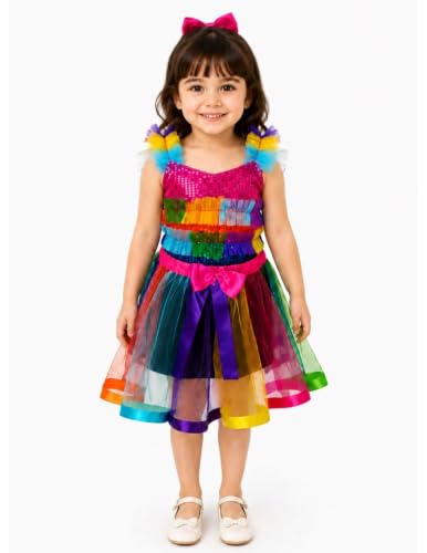 Image of BookMyCostume Girls Fancy Dress & Costume Collection - Mermaid Outfits Set & Rainbow Sequin Dresses - Princess, Kids Birthday, School Annual Day & Role-Play Costumes for Girls