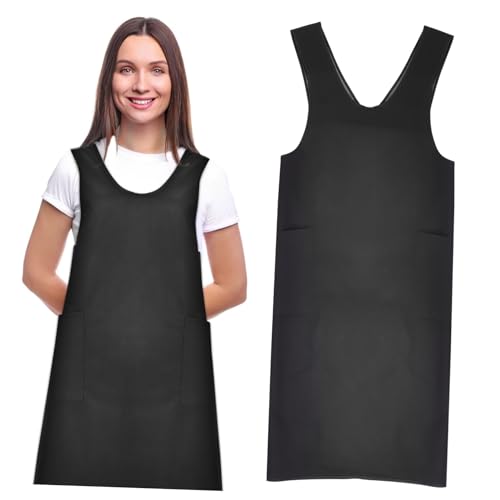 BELLIFFY 1pc Barbers Aprons Hair Apron Cleaning Apron Barber Apron Full Apron Zipper Working Apron Smock Hairstylist Aprons for Women Waterproof Hair Salon Apron Hairdresser Cape Black