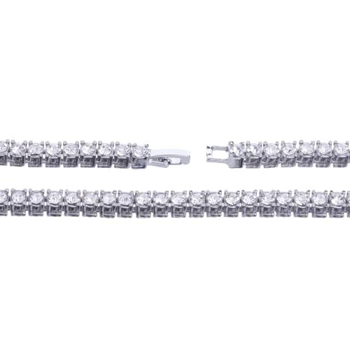 Image of Men's Fashion Iced Lab Diamond 4 mm 22 inch Silver Plated Solitaire Tennis Chain Necklace, 22 Inch, Zinc, Rhinestone