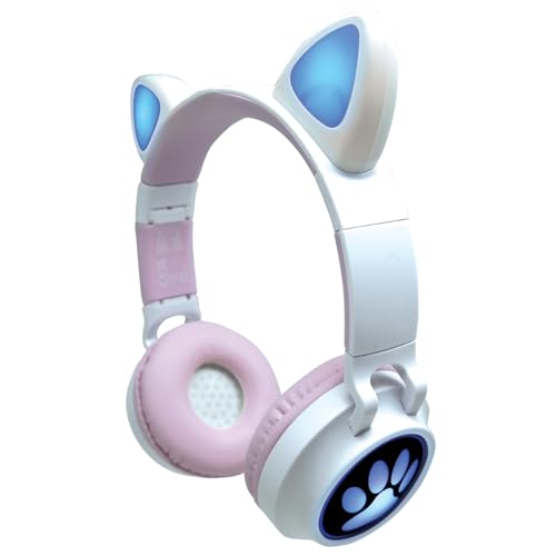 LEXIBOOK, Auriculares inalámbricos Recargables 2 en 1 con Luces, Sonido estéreo, Inalámbrico con Cable, Plegable, Ajustable, Luces LED, HPBTKT