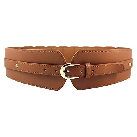 Oyccen Women Wide Elastic Belt Adjustable Waistband Stretch Cinch Belts for Dress Coat Sweater, Brown, One Size Cover