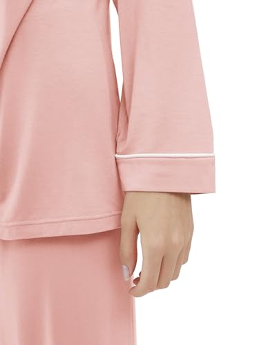 Image of Cherrydew Women's Bamboo Viscose Cooling Long Sleeve Button Up Pajama Set | Buttery-Soft Feel,Naturally Cool Comfort,Breathable Fabric,Lightweight & Flowy Feel