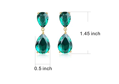 Emerald Earrings Green Large Emerald green Teardrop Drop Estate Style Earrings for Women Rhinestone Crystal Fashion Prom Wedding Waterdrop Dangle Earrings4