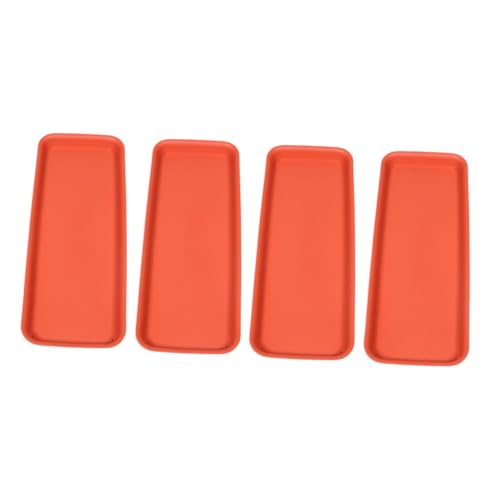 ORFOFE 4個長方形プランター受け皿 軽量プラスチック製 室内外用 花瓶水受けトレイ 漏れ防止設計 床保護と水管理に適した多用途盆栽トレー