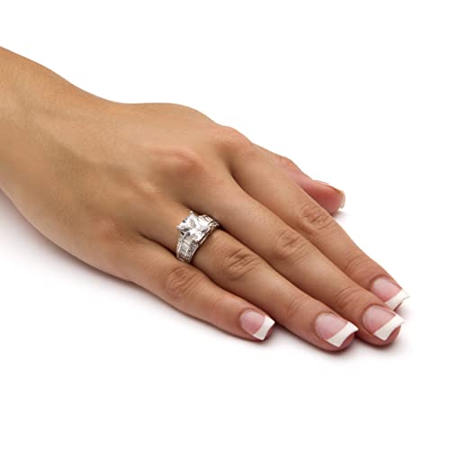 PalmBeach Platinum-plated Sterling Silver Emerald Cut Cubic Zirconia Engagement Ring Sizes 5-103