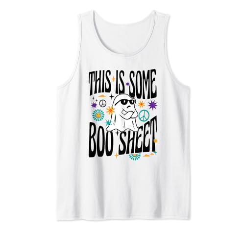 Disfraz de fantasma para Halloween de This Is Some Boo Sheet, retro, hippie Camiseta sin Mangas