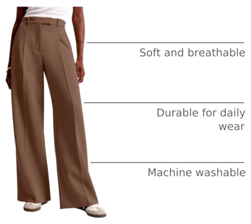 Image of NIMIN Women Wide Leg Work Pants High Waisted Dress Trousers with Pockets