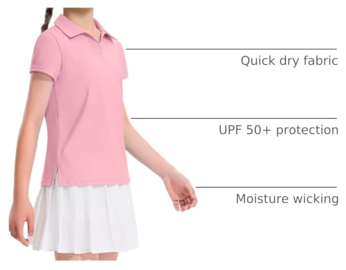 Image of KEREDA Girls Polo Shirts Golf Tennis School Uniform T Shirts Quick Dry Tops