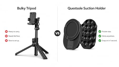 Image of Questsole 3-in-1 Magnetic Suction Cup Phone Holder for Content Creators - 360 Rotatable Hands-Free Mobile Stand for Reels, Vlogs, Cooking Videos Fits All Smartphones