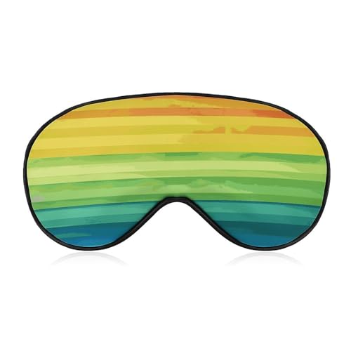 Masque de sommeil arc-en-ciel à rayures avec sangle réglable pour homme et femme
