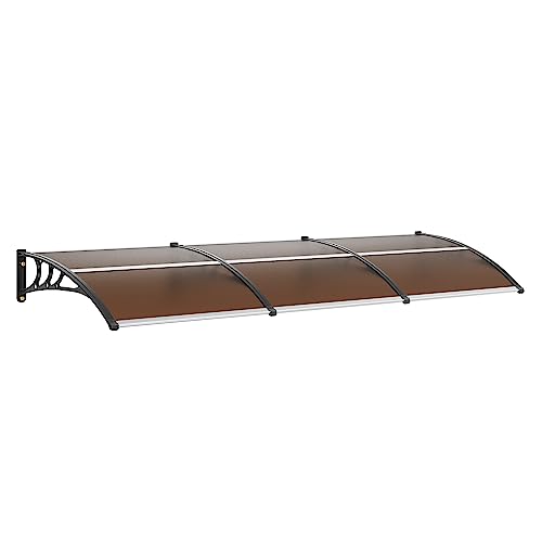 VEVOR Auvent de Porte d'Entrée 97x300 cm Marquise de Porte Extérieure en Polycarbonate Marron...