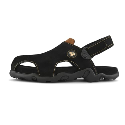 Image of Centrino Men's Sandals | Slingback Strap with Cushioned Black Footbed | Closed-Toe Clog Sandals | Stylish Sandal with Grip Insole | Comfortable Casual Footwear for Office, Travel & Walking (9585)
