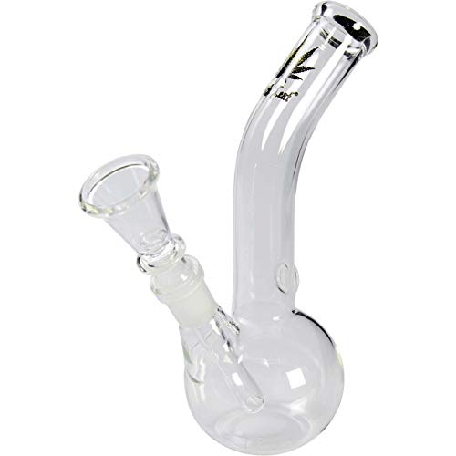 Black Leaf Glasbong Golden Leaf Klar 17cm | Hanfblattmotiv | Glas Bong 14,5 (NS 14) aus Borosilikatglas | Kräuter…