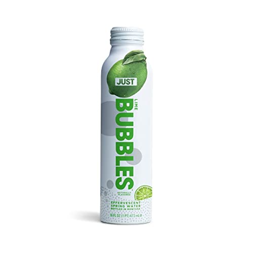 Image of JUST Bubbles Lime - Pure Premium Sparkling Spring Water in a Fully Recyclable Reusable Eco-Friendly Bottle - 100% Mountain-Sourced Carbonated Water with Naturally Occurring Minerals, 16 Fl Oz (Pack of 12)