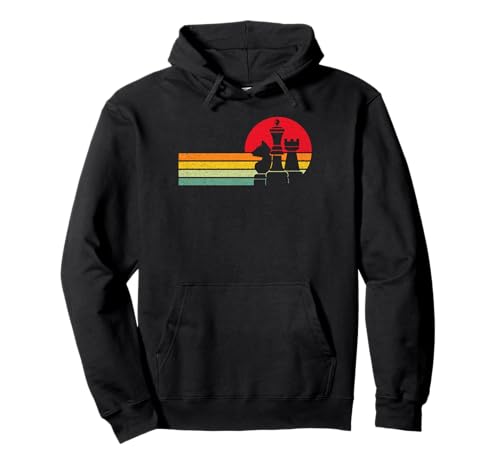 Vintage Chess Player Retro Sunset Design Chess Grandmaster Pullover Hoodie