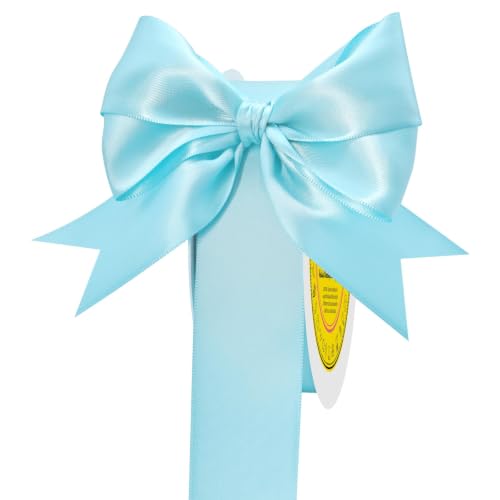 Image of Double Face Blue Topaz Satin Ribbon 1-1 /2 Inch x 50 Yards Polyester Ribbon for Gift Wrapping Easter Weddings Party Decorations Hair Bows Invitations