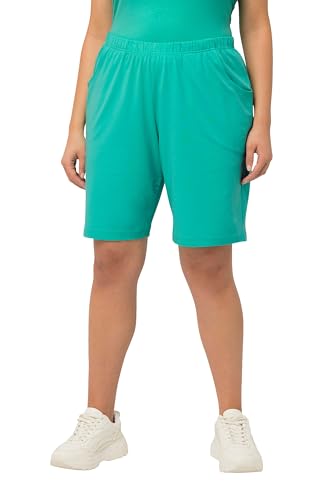 Ulla Popken, Pantalones Cortos de Punto para Mujer, Tallas Grandes, Bolsillos, Cintura elástica, Verde, 36W x 32L